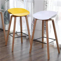 Nordic Solid Wood Bar Chair High Chair Modern Simple Bar Stool Bar High Stool Household Bar Chair