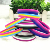 Gay Pride Bisexual Silicone Rubber Bracelets Sports Wrist Band Bangle