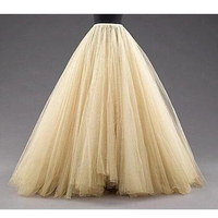 Gold Mesh Skirts Women Puffy jupe femme Fluffy Thick Maxi Skirts Party Wear Long Tulle Skirts Female