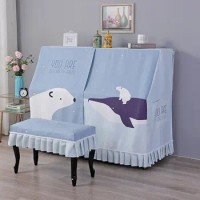 Cute Cartoon Printing All-inclusive Piano Cover Universal Piano Cover + Piano Stool Cover Dust-Proof Protective Anti-scratch