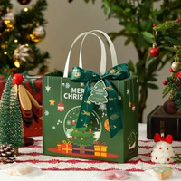 全城熱賣 - 聖誕禮品袋平安果包裝袋平安夜禮物裝飾蘋果禮盒空盒高級感手提袋聖誕禮品袋（綠色）+聖誕配件-3個裝