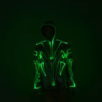 Luminous Jacket LED Vest EL Wire costume Tron suit