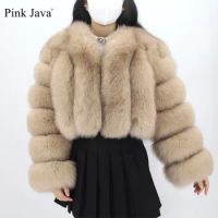 PINK JAVA QC22089 new arrival real fox fur jackets women winter fur coat natural fox jacket wholesale hot sale