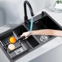 Kitchen Sink black omon 8245 satu set Kumplit/ bak cuci piring dapur