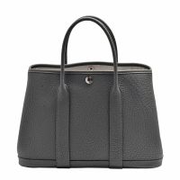 【Hermes 愛馬仕】經典Garden Party PM小牛皮暗釦手提包(30cm灰色H051568CK-GRAY)