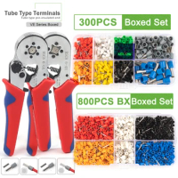 Tube Terminal Kit Crimping Tools Ferrule Crimping Pliers HSC8 6-4A 6-6A With Electrician Insulated Clamp Tubular Terminal Sets