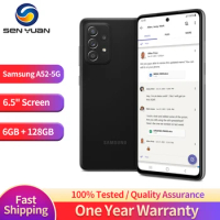 Original Samsung Galaxy A52 A526B/DS 5G Mobile Phone Dual SIM 6.5" 6GB RAM 128 ROM 64MP+12MP+5MP*2+32MP NFC Octa Core CellPhone
