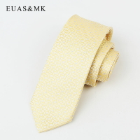 限量版 金黃色格紋進口桑蠶絲男士真絲領帶7.5-8cm西裝商務禮盒裝