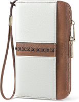 BOSTANTEN Wallets for Women Leather RFID Double Zipper Around Credit Card Holder Large Capacity Wris