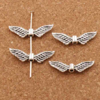Angel Wing Charm Beads 23.9x7.9mm 200pcs Zinc Alloy Spacers Jewelry Findings L192