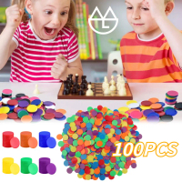 100pcs Koin Plastik Koin Kosong Warna Koin Belajar Berhitung Koin Counting Chips Mainan Edukasi Anak