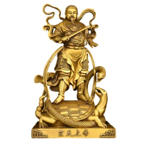 Copper Xuantian God Standing Statue Decoration Brass Zhenwu Emperor Ancestral Master Statue decoration