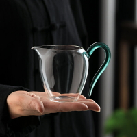 透明臺灣玻璃公道杯長嘴公杯300ml功夫茶具配件帶把手茶海分茶器