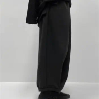 21 years of popular Yamamoto style design sense of men's black samurai pants autumn and winter fat pants bundle legs