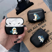 Cute Shark Cat Case for Airpods 1 2 3 Pro Fried Shrimp Wireless Bluetooth Earphone Box Shockproof Protective AirPods Pro2 Case