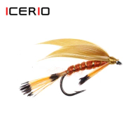 ICERIO 6PCS Gray Wing Wet Flies Nymph Larva Fly Tying Hook Trout Fishing Fly Lure Baits #12