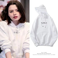 Becky Same Hoodie Black and White Spring and Autumn Freenbecky Letter Printed HooDie Top