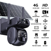 2K 4MP 4G Sim Card Solar Battery Camera Outdoor IP Cam Dual Lens Dual Screen Security Protection Surveillance；Ubox app