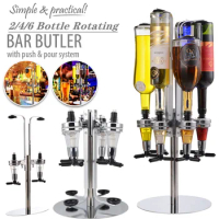 2/4/6-Bottle Liquor Dispenser Rotatable Bar Tool, Alcohol Drink Bottle Wine Rack 2-6 Head Rotating Bar Beverage Liquor Dispenser