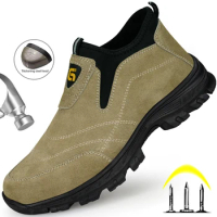 Suede Safety Boots Men Welder Shoes Puncture-Proof Work Safety Shoes Men Work Boots Steel Toe Indestructible Boots Sneakers Male
