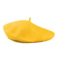 Topi Baret Polos Wool Import Topi Pelukis Unisex Cowok Cewek Murah Kuning