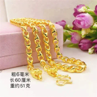Real 24K Gold 6N Bibcock Melon Seed Men's Necklace Fine Jewelry Pure 999 Chain Genuine Solid Gold Wedding Luxury Jewelry Gifts