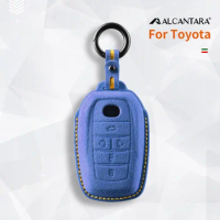 Alcantara Car Key Case Cover 5 Button Keychain For Toyota Alphard Vellfire Sienna Alphard Previa RAV4 Accessories