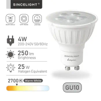 Pack of 6/12, GU10 Focus LED Downlights Bulb Lamp, PAR16 ,4W,2700K,200-240V(Non-Dimmable/30° Beam Angle/RA≈85/Spot Light)