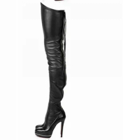 Sexy Womens Shoes Size 10 15 Thigh High Boots For Woman Unisex Platform Shoes Women Overknee Boots With Zippers Plus Size 34-48