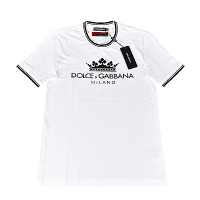 D&amp;G經典印花LOGO皇冠設計棉質短袖T恤(白)