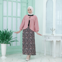 Setelan cardi crop tali + rok floral motif bunga / oneset 2in1 cardi dan rok floral a-line korean st