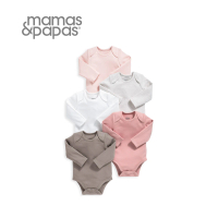 【Mamas &amp; Papas】玫瑰拿鐵-長袖包屁衣5件組(5種尺寸可選)
