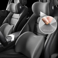Memory Foam Car Neck Pillow Protective Lumbar Back Support Auto Headrest Cushion Relieve Stress Seat Pillow Set Car Headrest