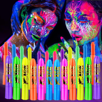 12 PCS Glow Face Body Paint Glow In The Dark Under UV Black Light Sticks Makeup Neon Face Painting K