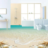 3d wallpaper pvc Beach starfish 3d flooring bathroom waterproof wallpaper floor 3d wallpaper