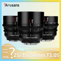 7artisans 25mm 35mm 50mm T1.05 APS-C Ultra Long Focus Cinema Lens for Studio Photography with Sony E Fujifilm X Z RF M43 L Mount