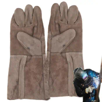 Leather Fireplace Gloves Electric Fireplace Heat Resistant Leather Welder Gloves Oil-Proof Waterproof Leather Gardening Work