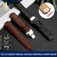 For LV Watch band for Louis Vuitton Tambour Series Mouth 10 12mm Watchband  Men's Women's Q114k Q1121 Genuine Leather Watch Strap