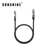 CAG-BK 四合一 黑色尼龍編織數據線1M USB-A/Type-C to Type-C/Lightning#快充線