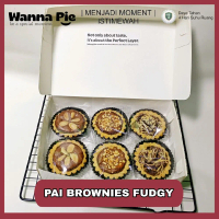 Pai Brownies Fudgy Topping Mix Almond Kacang Coklat Chips atau Keju 1 Box isi 6 Pcs - Wanna Pie Sail