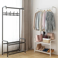 Modern Metal Standing Coat Rack Design Space Saver Shoe Rack Storage Clothes Hanger Bedroom Mueble Recibidor Room