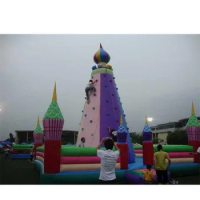 New Design Combined inflatable climbing wall with Trampoline for kids