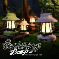 Retro Vintage Camping Hanging Lanterns Battery Led Flame Warm Light Nature Hike For Fishing Tent Camping Light Lamp Equipment