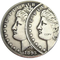 US 1893S Morgan Dollar Two Faces Error Silver Plated Copy Coin