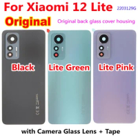 Original Glass Battery Cover For Xiaomi 12 Lite 12Lite Mi12 Lite Rear Housing Back Case Door With Camera Lens Replacement Part
