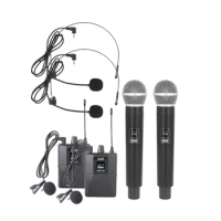 Wireless Microphone Professional UHF Wireless Mic System Handheld Dual Microphone with Receiver Wearable Transmitter Headworn