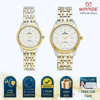 Mirage Jam Tangan Pria Analog 8830 M Silver Gold Original Stainless Couple Plat Putih