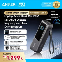 Anker Digital Display 140W Charger with Type C Cable and Powerbank 25.000 mAh 165W Built-in Retracta