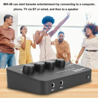 Portable Karaoke Microphone Mixer 3.5mm AUX BT Connection Dual Mic Inputs Compact Karaoke Audio Mixer for KTV Amplifier Speaker