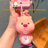 Stress-relieving keychain in the shape of a cute little beaver blowing bubbles, Ruby.